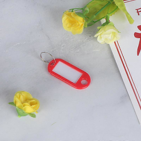 100-pack nyckelbrickor i plast med delad ring (Röd)
