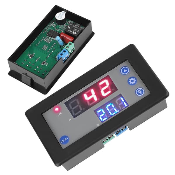 12V Tidsfördröjningsrelämodul Cykeltimer Digital LED Dubbel Display