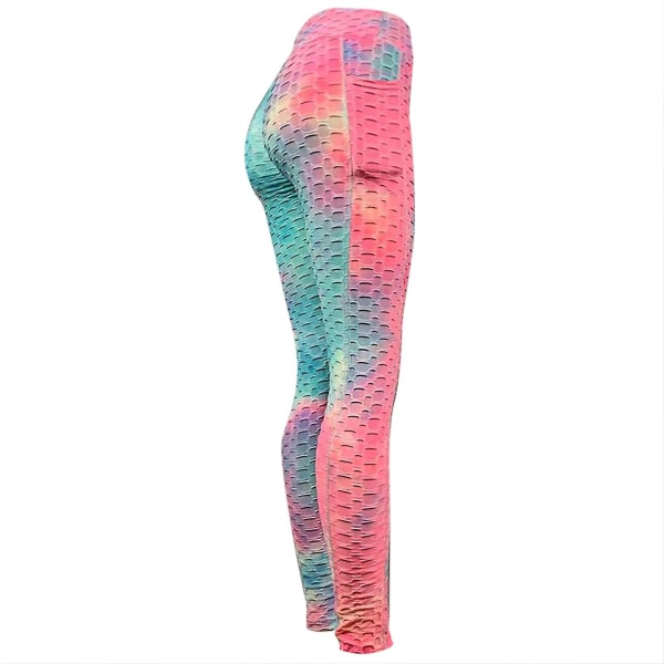 Tflycq Mode Kvinnor Långa Flerfärgade Tajta Hög Midja Elastiska Sport Yoga Byxor Red XL