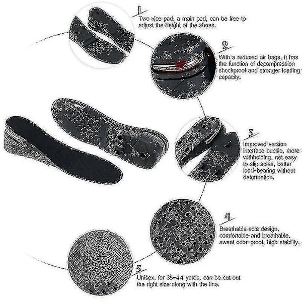 Unisex 3cm 5cm 7cm Eller 9cm Hälhöjd Ökning Skolyft Innersula I 4 Layer(9cm)