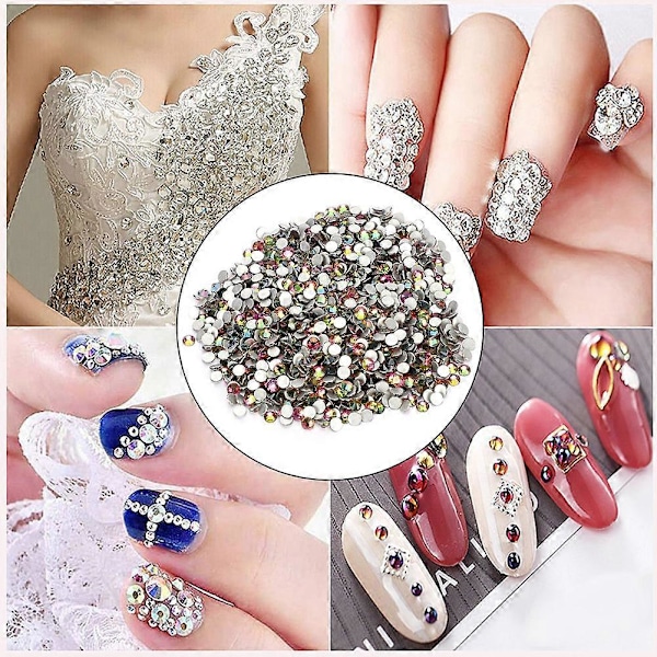 1440 st Rhinestones Glasstenar Flatback Kristall Nagelkonst Dekoration Smink Kläder Skor