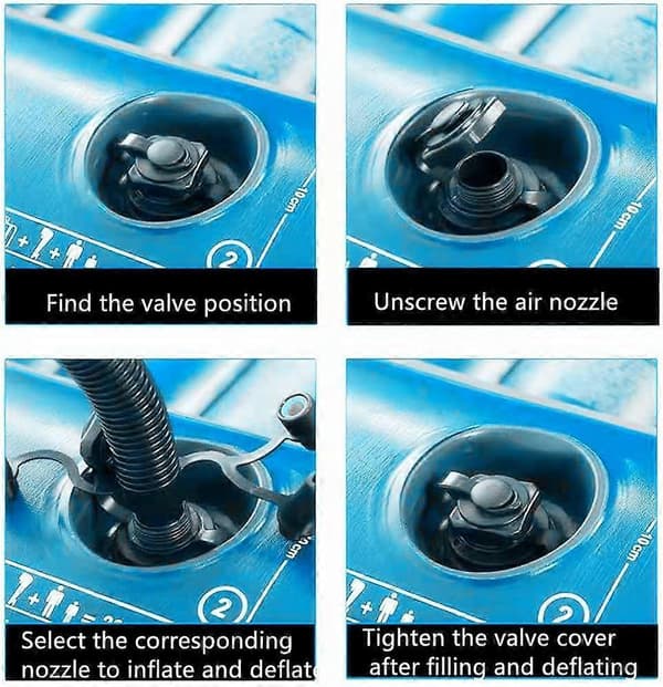 Luftventil for oppblåsbar båt, 4 STK Erstatningshetter og Spiral Luftplugger for Oppblåsing, Passer til Oppblåsbar Flåte, Båt, Kajakk
