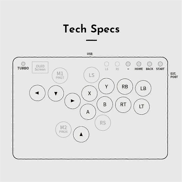 Leverless Arcade Stick Gaming Controller 16-tasters Brugerdefineret RGB Fighting Stick Controller Street Controller