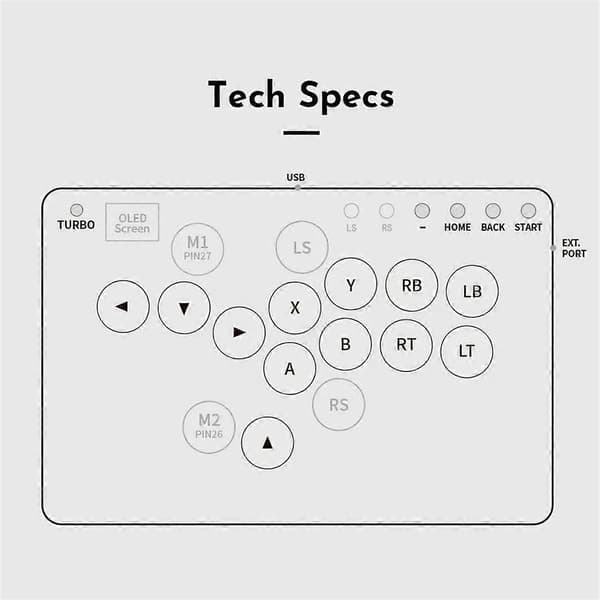 Spaklös Arkadsticka Spelkontroll 16-knapps Anpassningsbar RGB Fighting Stick Controller Street Controller