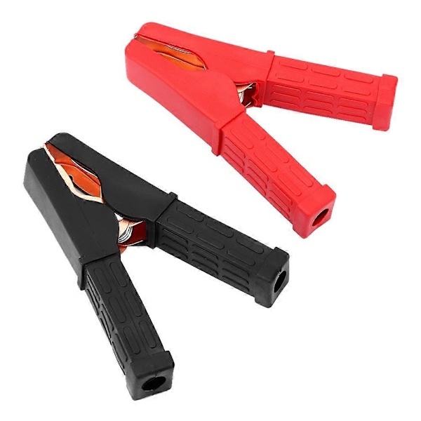 1 Par Sort & Rød Bil Nød Batteri Startkabler Ledninger Klemme Clips
