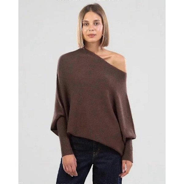 Asymmetrisk drapert genser, en genser så myk som skyene, dame langermet slouch batwing ensfarget myk strikket genser light gray