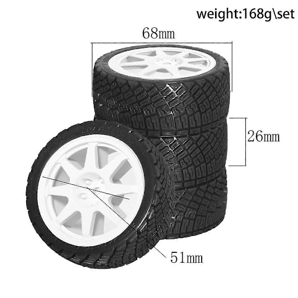 4kpl 68mm 1/10 RC Kilpa-auton Renkaat Maantieajoon Touring Drift-auton Renkaat Vanteet -TT01 TT02 XV01 XV02 TA06 W180