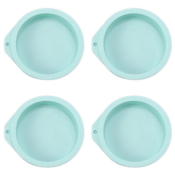 4 st Silikon Bakform Rund Tårtform Set Silikon Bakform för Bakning Regnbågstårta och Mousse, Blå, 4 Tum