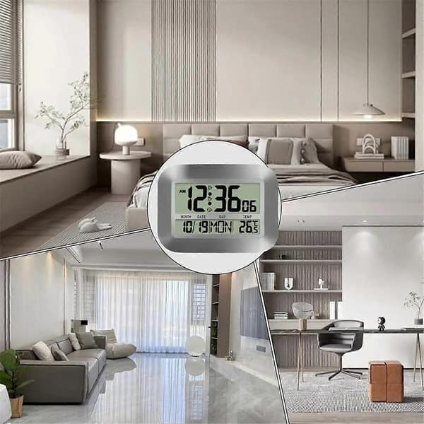 Väckarklockor för Sovrum Tyst LED-Klocka för Bordsskiva Multifunktionell Väckarklocka med Datum Temperaturvisning