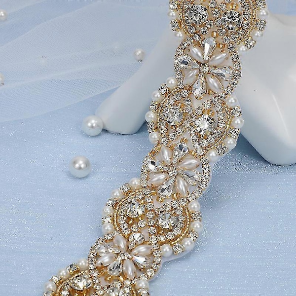 Brudebelte Håndlaget Krystall Rhinestone Flettet Brudekjole Belte Sløyfe For Brudekjoler Style A