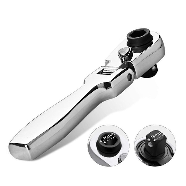 2 i 1 Flat Håndtak Skralle Fastnøkkel 1/4 Dobbel Ende 72 Tenner Hurtig Skiftenøkkel Verktøy Skrutrekker Socket Bit DIY Reparasjonsverktøy