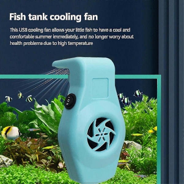 Akvariekøler, fisketank køleventilatorsystem lavt støjniveau køleventilator akvarium mini akvariekøler Blue