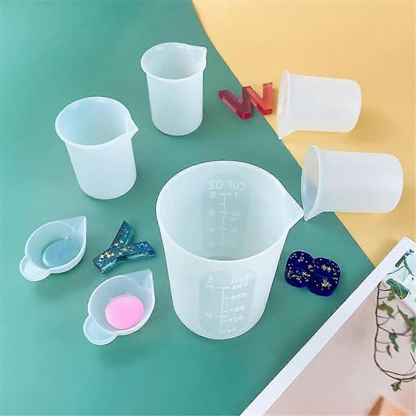 7st Silikon Mätkoppar Kit, 1st 250ml Silikonkopp, 4st 100ml Non-Stick Blandningskoppar, 2st 10ml Silikonform Kopp