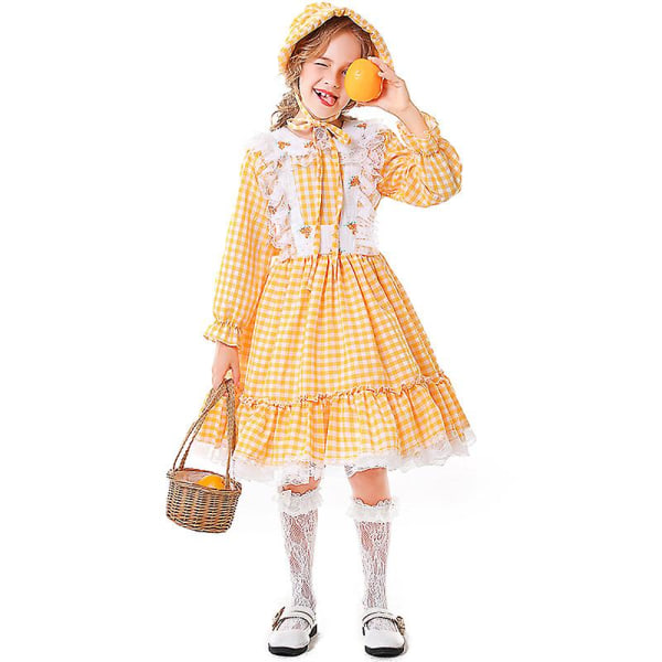 Girl Little House On The Prairie Kostym Pionjär Girl Thanksgiving Outfit Cosplay Carnival Halloween Fancy Party Dress S