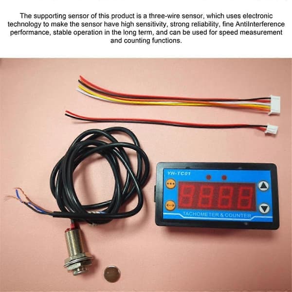 -TC01 Digital Varvräknare Högprecisions LED Digital Motorvarvtalsmätare med Hall Sensor Motorvarvtalsdetektor