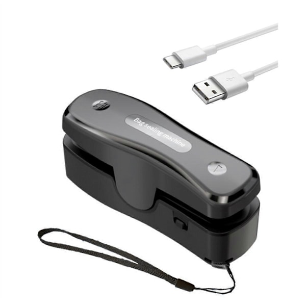 Mini Poseforsegler med Skærer, Genopladelig 2 i 1 Chipsposeforsegler, Bærbar Forseglingsmaskine Køkken Gadget