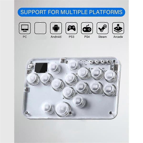 Arcade Stick 16-Tasters Controller med RGB & Turbo, Kompatibel med PC///Switch - Hot-Swappable Taster