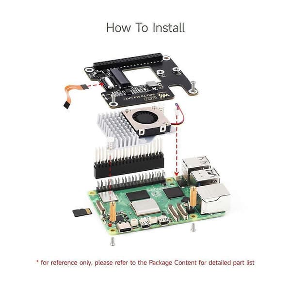 for 5 PCIe til M.2 HAT NVME Udvidelseskort med 16P Kabel GPIO Header Support Aktiv Køler til RPI 5 Pi5