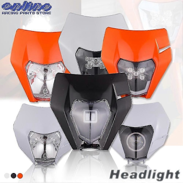 Motorsykkel LED Frontlykt Hovedlykt For Ktm Exc Excf Sxf Xc Xcw Xcf Mx Dirt Bike Universal Enduro Supermoto Kåpe F LED Black