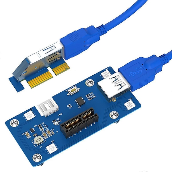 2 i 1 PCI Express PCI-E 1X til 1X/4x/8x/16x Riser Card med Automatisk Misfarvning LED Lys