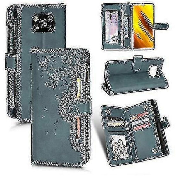 För Xiaomi Poco X3 Nfc / Poco X3 Pro Litchi Textur Dragkedja Läder Telefonfodral Green