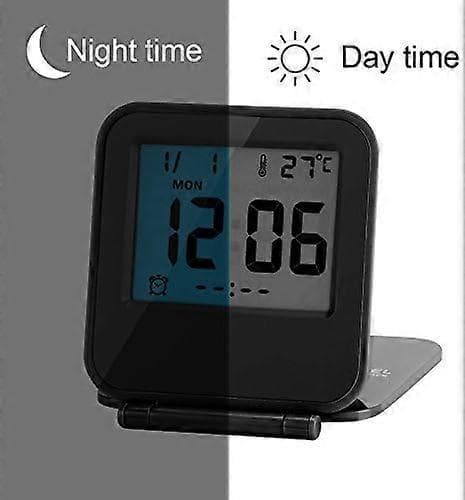 Mini Sammenleggbar Digital Vekkerklokke Multifunksjonell LED-klokke Bærbar