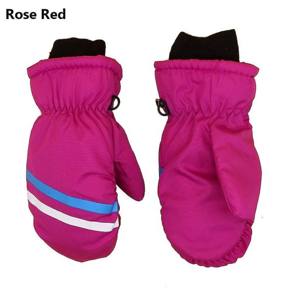 Thermal skidhandskar Barn Barn Vinter Fleece Vattentät Varm Barn Snowboard Snow Handskar 3 Fingrar För Skidåkning Ridning Style2-rose red