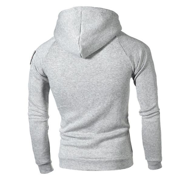 Herr Zip Neck Fleecefodrad Hoodie Tröjor Pullover Vinter Varm Långärmad Hooded Activewear Toppar Light Grey L