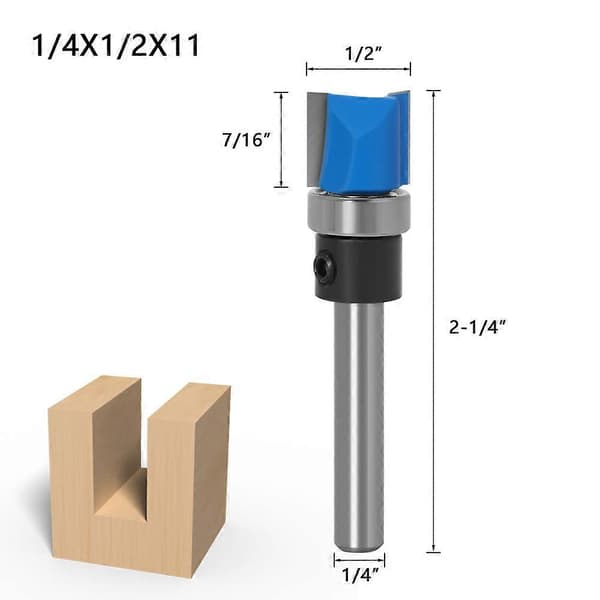 Sett med 3 planfreser med 6,35 mm skaft, for mønsterfresing