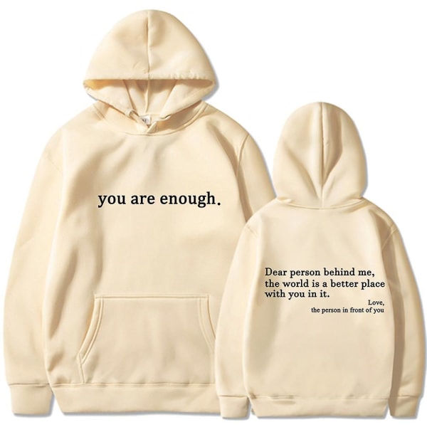 Hoodie med Känguruficka 'Dear Person Behind Me' - Vintage Estetisk Hoodie med Text på Ryggen Unisex Trendiga Hoodies 1 S