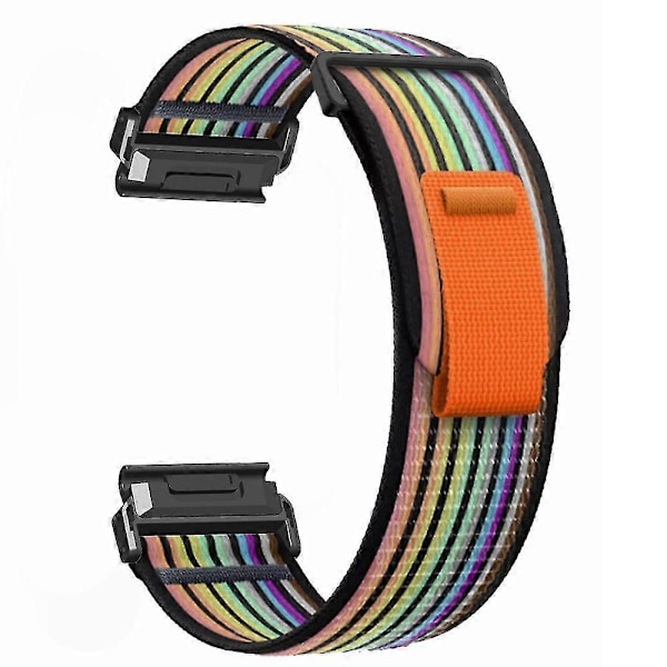 Til Coros Vertix 2 / Garmin Fenix 7X / 6X / 5X 26mm Trail Loop Nylonbånd Blød Urrem - R Black  Rainbow Black