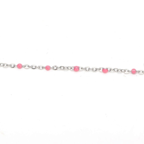 Kantkæde Pink Rustfrit Stål Farve DIY 5m/Pose til Armbånd Halskæde Smykkefremstilling
