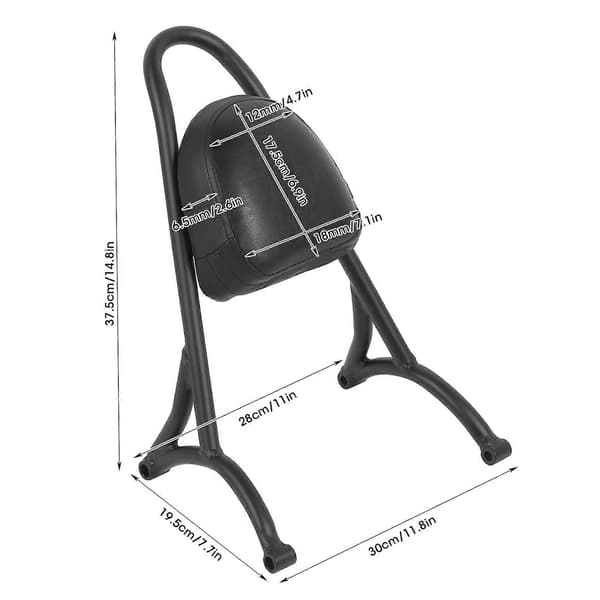 Motorcykel Passagerarryggstöd Skruvmutterpackning med Ryggkudde Ergonomisk Design (Svart)