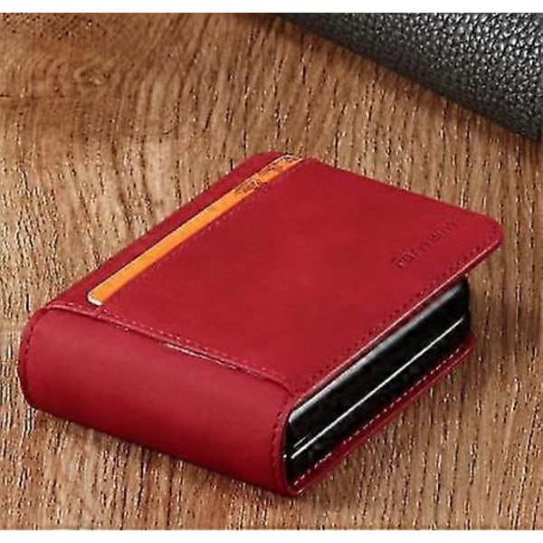 Lyxigt Skal för Samsung Galaxy Z Flip 5 Mjukt Läder Plånboksfodral med Korthållare kompatibelt Galaxy Z Flip 5 Stötsäkert Skydd red