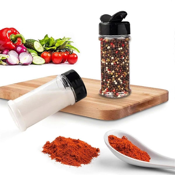 Kryddburk med fjärilslock, transparent kryddflaska i plast för peppar, grillkrydda, BBQ-pulver