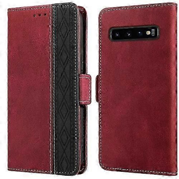 Til Samsung Galaxy S10 Syning Side-Magnetisk RFID Læder Telefon Cover P202112248 Red