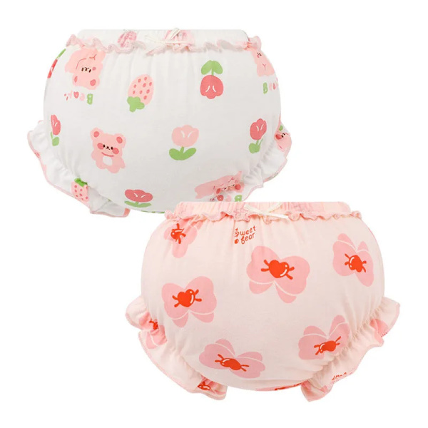 2 st Sommar Baby 100% Bomulls Shorts Barn Kawaii Söta Tecknade Kalsonger PP Byxor 1077BD 13-24M ( 100 )