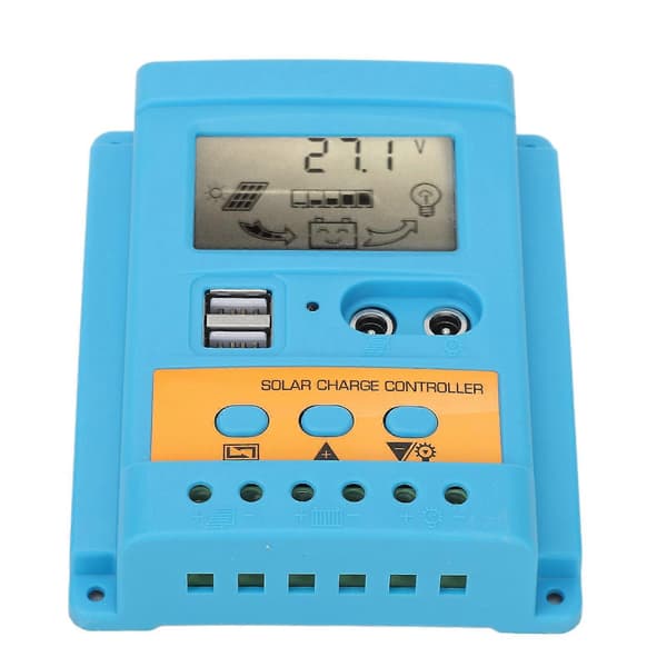 Solar Charge Controller 12V 24V Auto Identifikation 2 USB Port LCD Display Høj Effektivitet til Forseglet Batteri 50A
