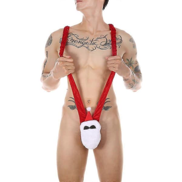 Jule Jockstrap for Menn Julenissen Mankini Stringtruser Leotard Sexy Undertøy Truser Bodysuit