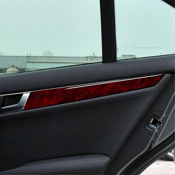 4 STK Rød Træåre Interiør Dørpanel Trim Cover til C Klasse W204 2007-2013