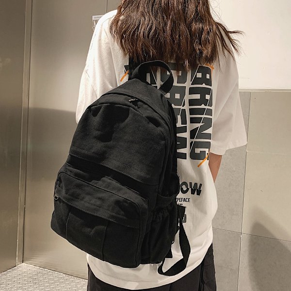 Retro Casual Ryggsäck Dam Resväska Mode Stor Kapacitet Ryggsäck black 1