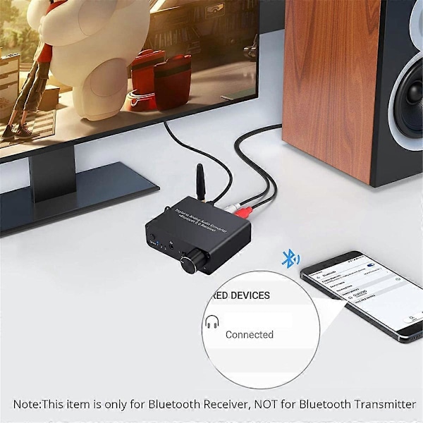 192k Konverter med Hodetelefonforsterker Digital til Analog Konverter 3.5mm Lydadapter