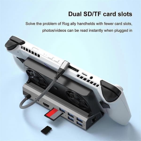 För Ally Game Dock Konsol Hub 4K 60Hz USB C Dockningsstation Gigabit Ethernet 1000Mbps Dockningsställ Typ C USB 3.0(B)
