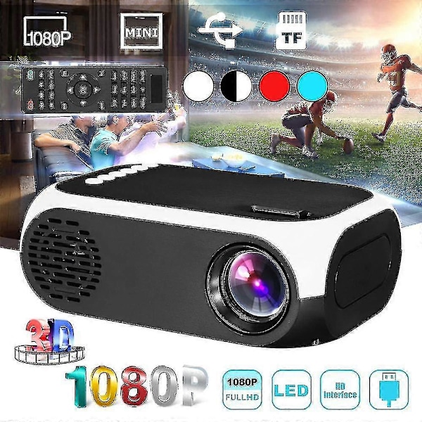 Mini Projektori Hd 1080p Langaton Hdmi Usb Kannettava Elokuvateatteri Multimedia Projektori Kotiteatterijärjestelmä Tuki 3 US Plugs
