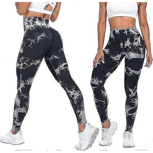 Yoga leggings för kvinnor Sömlösa högmidjade yogabyxor med magkontroll för gymlöpning M