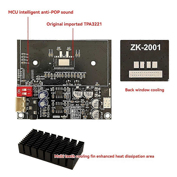 Digital Förstärkarkortsmodul 2001 Ren Bakre Steg Högeffekt TPA3221 Stereo 100Wx2 Brygga Mono 200W Modul