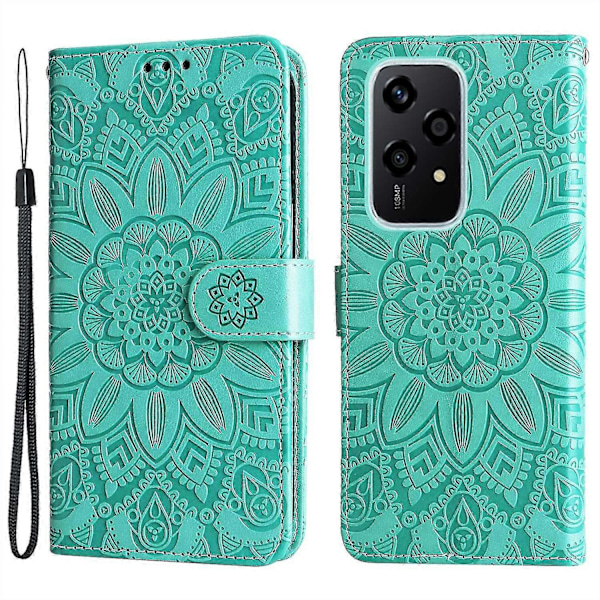 For Honor 200 Lite -kotelo, painettu auringonkukka magneettinen puhelinjalustakansi - Punainen Green