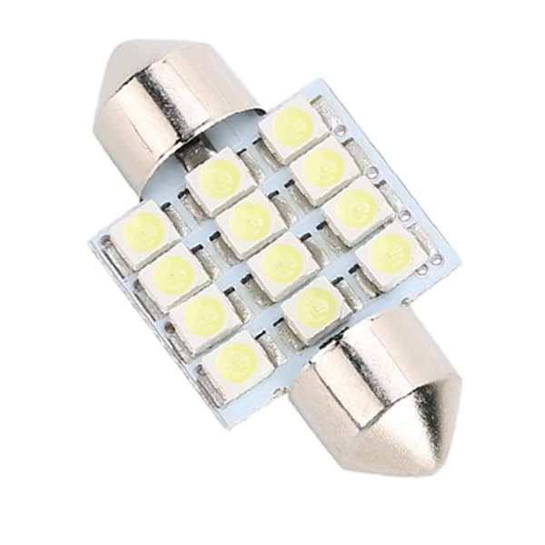 Hvit LED Bilpære 31mm Festoon 12 SMD Dome Kart Interiør Lys Lampe DE3175