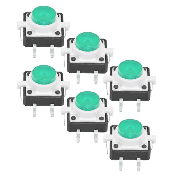 20 st 12x12x7,3 mm Taktil Tryckknappsbrytare LED Momentär Taktil Tryckknappsbrytare Grön