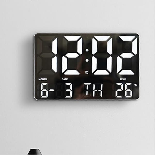 Digital Klocka Stor Display, Digital Kalender Väckarklocka, LED Överdimensionerad Väggklocka, Stor Klocka för Hemmakontor B